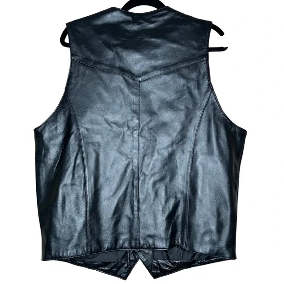 Cripple Creek Men's Leather Vest Western Cowboy Style Black Size L‎
